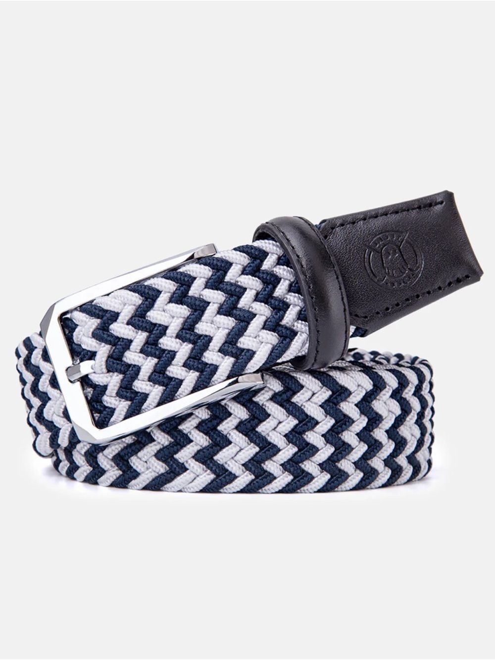 NWOT- GHOST Golf The Rory Men's Woven Braided Belt in Navy and White